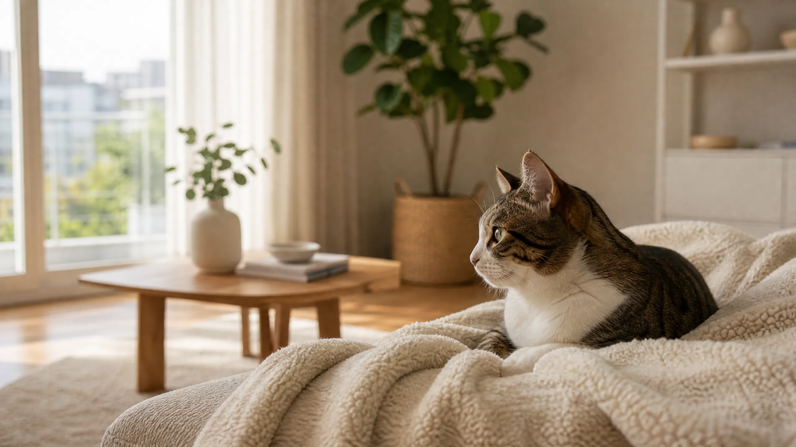 조용히 주변을 살피는 고양이